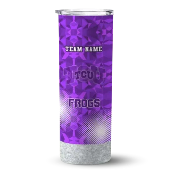Custom TCU Horned Frogs Starburst Tiles Purple Skinny Tumbler