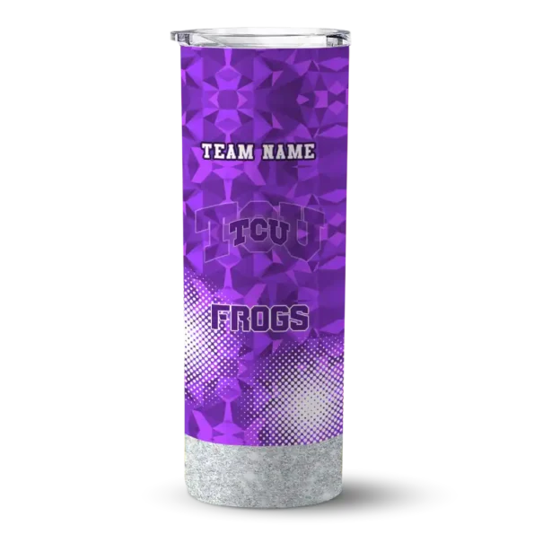 custom tcu horned frogs starburst tiles purple skinny tumbler best selling