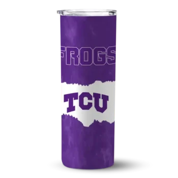 Custom TCU Horned Frogs Torn Band Purple White Skinny Tumbler