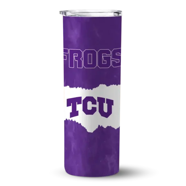 custom tcu horned frogs torn band purple white skinny tumbler best selling