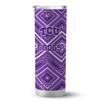 Custom TCU Horned Frogs Zipper Leopard Purple Skinny Tumbler