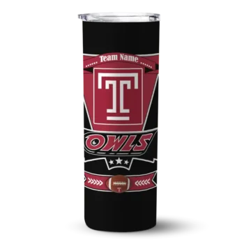 Custom Temple Owls Helmet Belt Red Black Skinny Tumbler