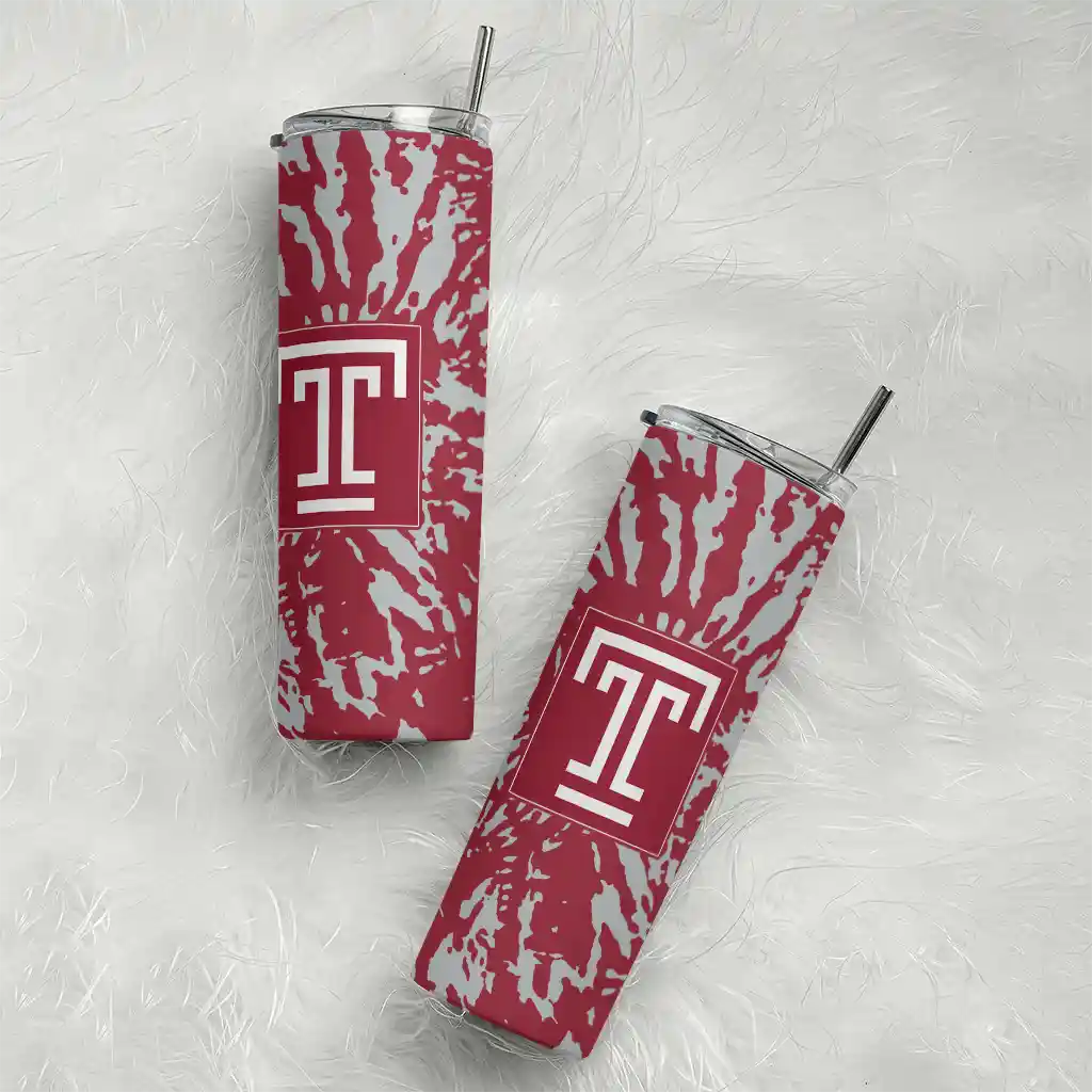 custom-temple-owls-metallic-grid-red-skinny-tumbler-top-rated.webp