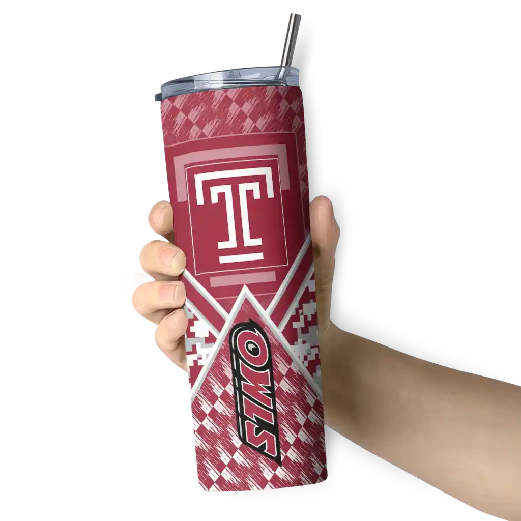 custom-temple-owls-monogram-burst-red-white-skinny-tumbler-premium-grade.webp