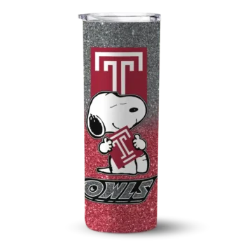 Custom Temple Owls Snoopy Attitude Red Skinny Tumbler