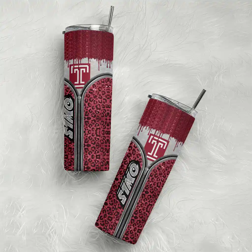 custom-temple-owls-sparkle-drip-red-skinny-tumbler-top-rated.webp