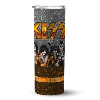 Custom Tennessee Volunteers Kiss Band White Skinny Tumbler