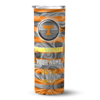 Custom Tennessee Volunteers Patterned Waves Orange Skinny Tumbler