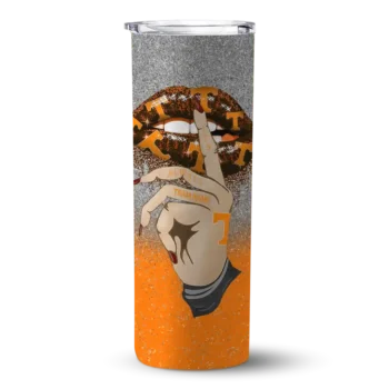Custom Tennessee Volunteers Sparkle Lips Orange Skinny Tumbler