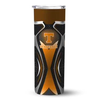 Custom Tennessee Volunteers Superman Emblem Orange Black Skinny Tumbler