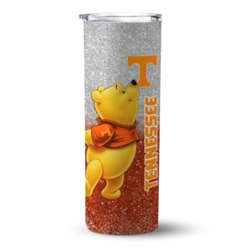 Custom Tennessee Volunteers Winnie the Pooh Orange Gray Skinny Tumbler