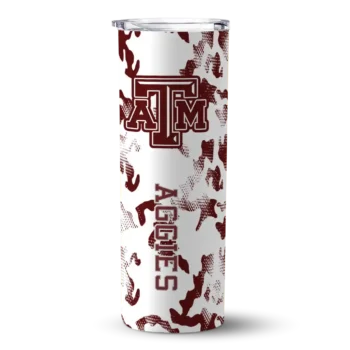Custom Texas A&M Aggies Claw Marks Maroon White Skinny Tumbler