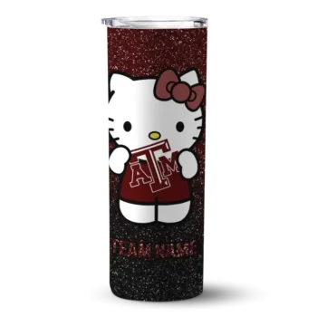 Custom Texas A&M Aggies Hello Kitty Maroon Black Skinny Tumbler