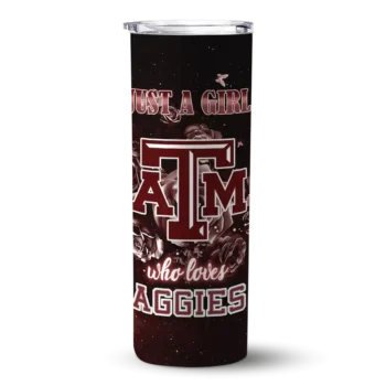 Custom Texas A&M Aggies Rose Romance Maroon Black Skinny Tumbler