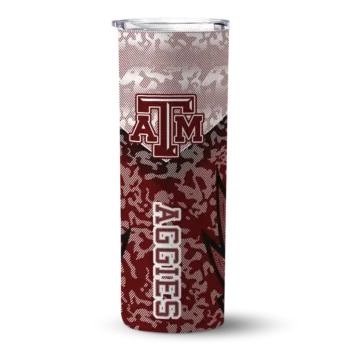 Custom Texas A&M Aggies Spiral Burst Print Maroon Skinny Tumbler