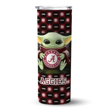 Custom Texas A&M Aggies Yoda Cozy Maroon Black Skinny Tumbler