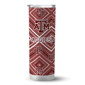 Custom Texas A&M Aggies Zipper Leopard Maroon Skinny Tumbler