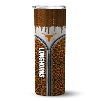 Custom Texas Longhorns Sparkle Drip Orange Skinny Tumbler