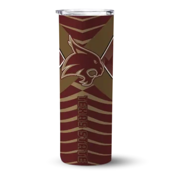Custom Texas State Bobcats Camo Texture Maroon Skinny Tumbler