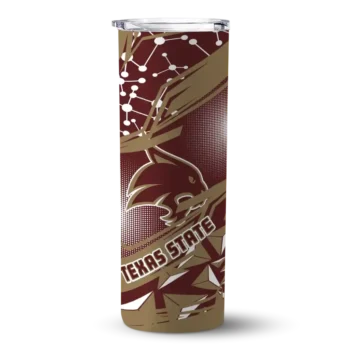 Custom Texas State Bobcats Helmet Clash Maroon Skinny Tumbler