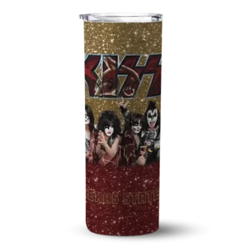 Custom Texas State Bobcats Kiss Band Gold Skinny Tumbler