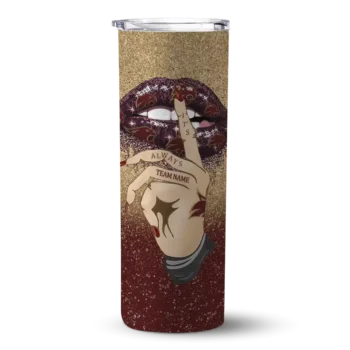 Custom Texas State Bobcats Sparkle Lips Maroon Skinny Tumbler