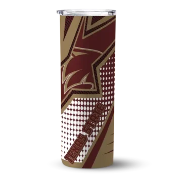 Custom Texas State Bobcats Web Stripes Maroon White Skinny Tumbler