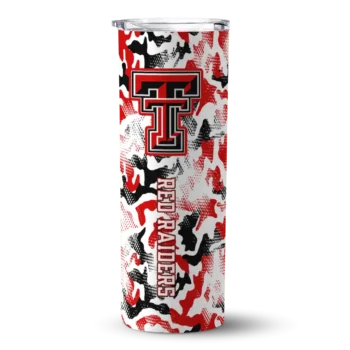 Custom Texas Tech Red Raiders Claw Marks Red White Skinny Tumbler