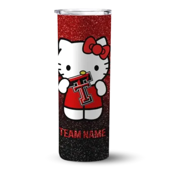 Custom Texas Tech Red Raiders Hello Kitty Red Black Skinny Tumbler