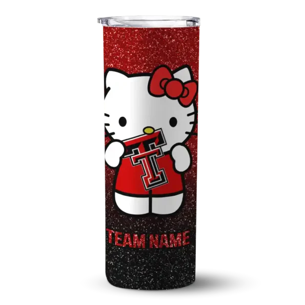 custom texas tech red raiders hello kitty red black skinny tumbler best selling