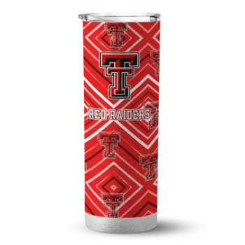 Custom Texas Tech Red Raiders Zipper Leopard Red Skinny Tumbler