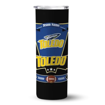 Custom Toledo Rockets Helmet Belt Blue Black Skinny Tumbler