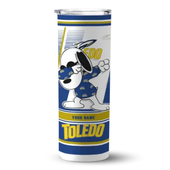 Custom Toledo Rockets Snoopy Dog Blue White Skinny Tumbler