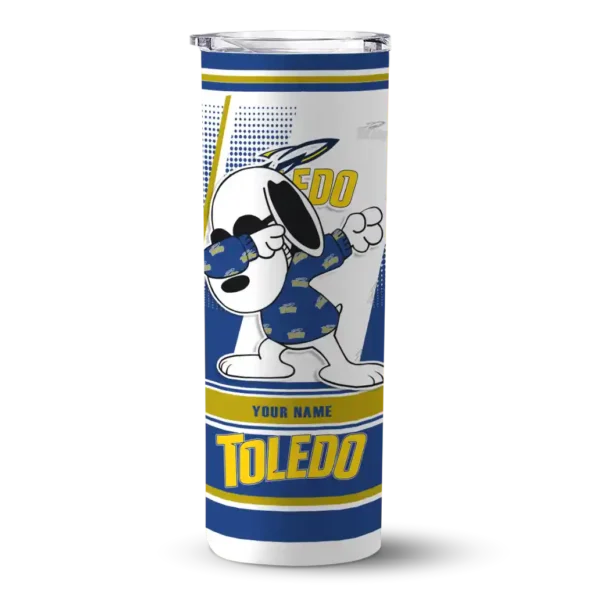 custom toledo rockets snoopy dog blue white skinny tumbler best selling