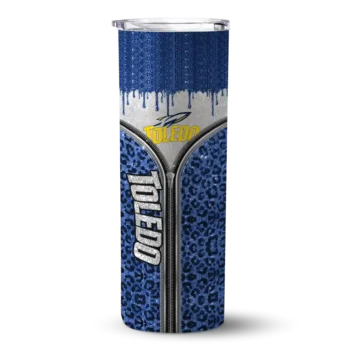 Custom Toledo Rockets Sparkle Drip Blue Skinny Tumbler