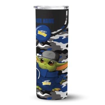 Custom Toledo Rockets Yoda Camo Blue Black Skinny Tumbler