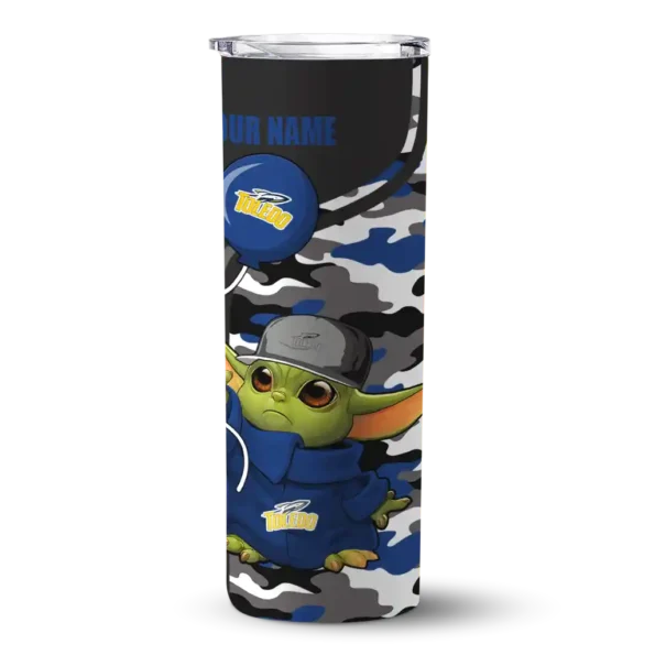 custom toledo rockets yoda camo blue black skinny tumbler best selling