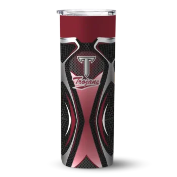 Custom Troy Trojans Superman Emblem Red Black Skinny Tumbler