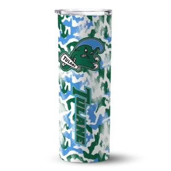 Custom Tulane Green Wave Claw Marks Green White Skinny Tumbler