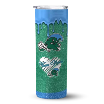 Custom Tulane Green Wave Pixel Fade Green Skinny Tumbler
