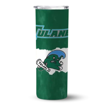 Custom Tulane Green Wave Torn Band Green White Skinny Tumbler