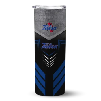 Custom Tulsa Golden Hurricane Hexagon Honeycomb Blue Black Skinny Tumbler