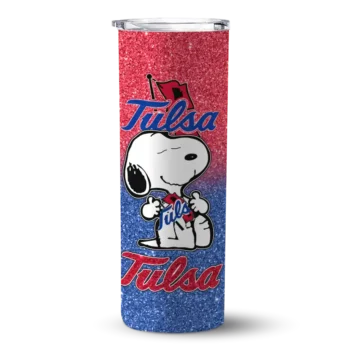 Custom Tulsa Golden Hurricane Snoopy Attitude Blue Skinny Tumbler