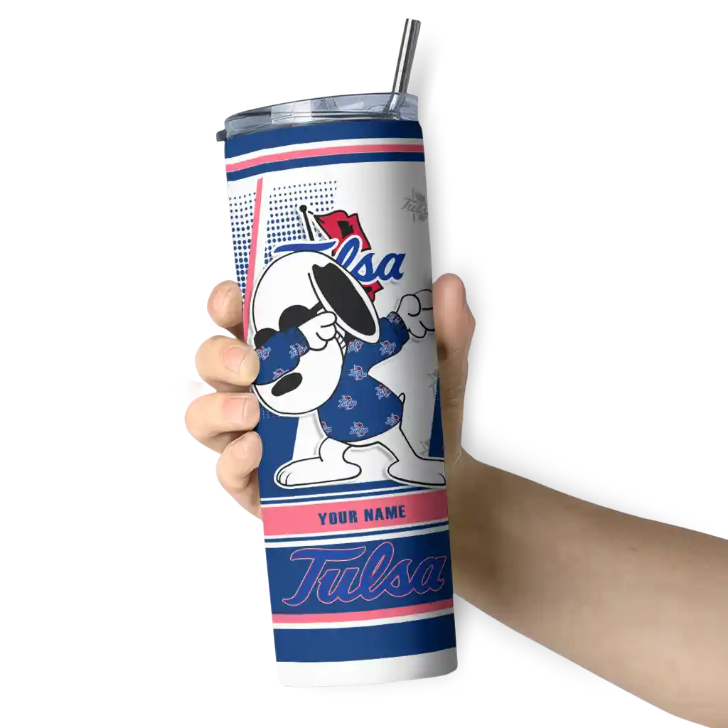 custom-tulsa-golden-hurricane-snoopy-dog-blue-white-skinny-tumbler-premium-grade.webp