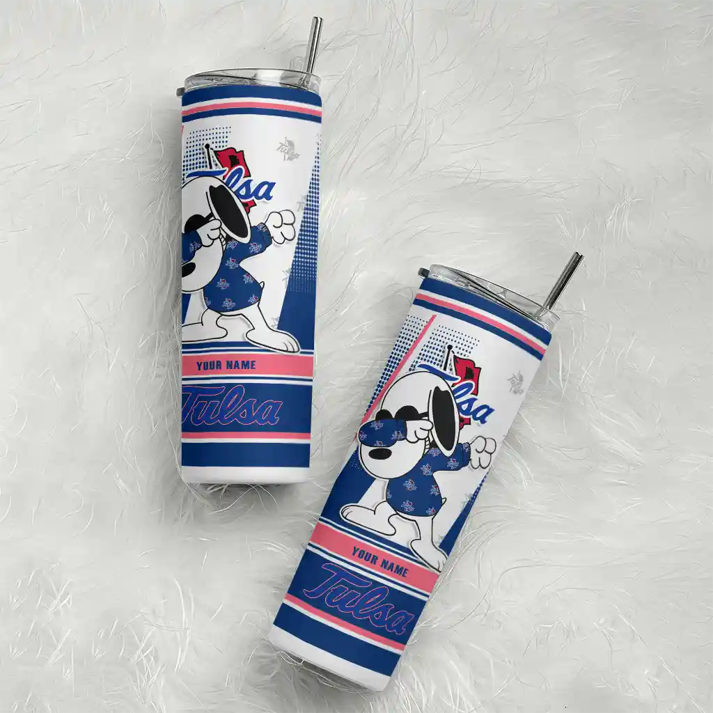 custom-tulsa-golden-hurricane-snoopy-dog-blue-white-skinny-tumbler-top-rated.webp
