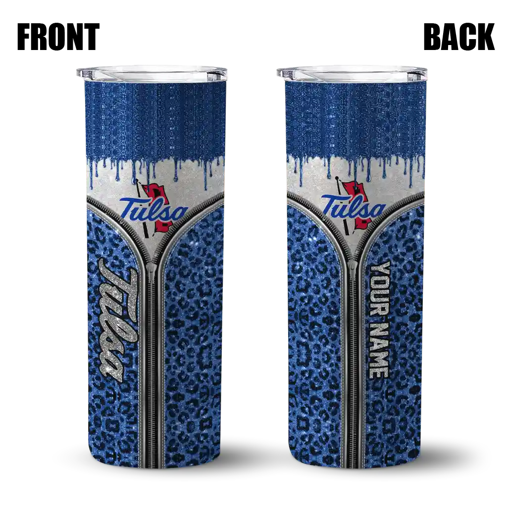 custom-tulsa-golden-hurricane-sparkle-drip-blue-skinny-tumbler-fashion-forward.webp