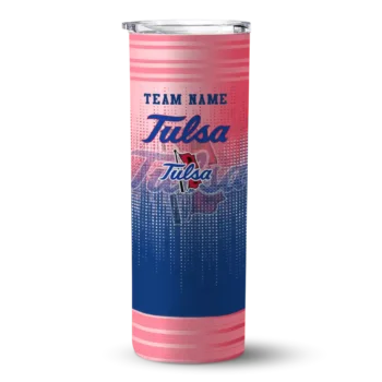 Custom Tulsa Golden Hurricane Swirl Texture Blue Skinny Tumbler