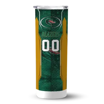 Custom UAB Blazers Stacked Diamond Green Skinny Tumbler