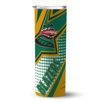 Custom UAB Blazers Web Stripes Green White Skinny Tumbler