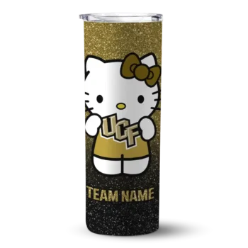 Custom UCF Knights Hello Kitty Gold Black Skinny Tumbler